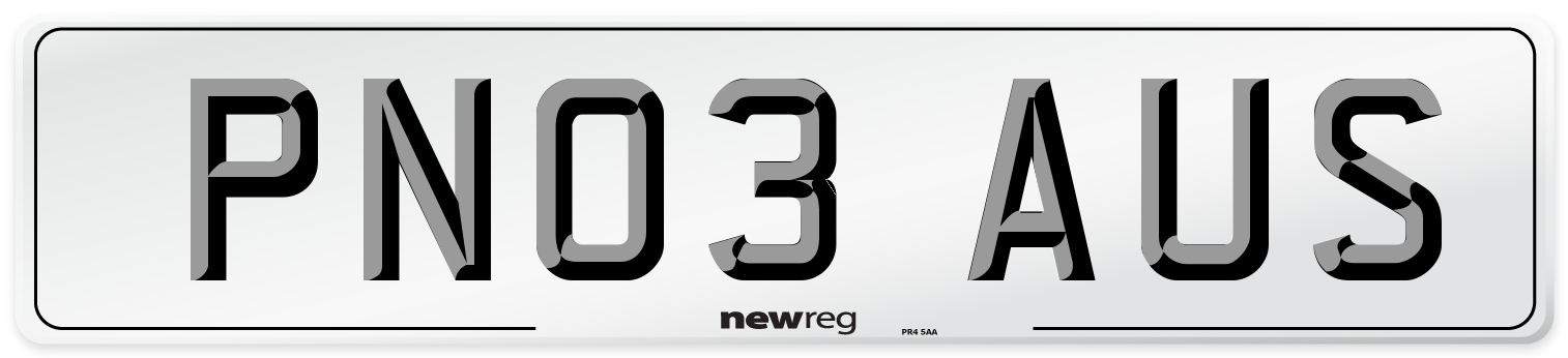 PN03 AUS Number Plate from New Reg